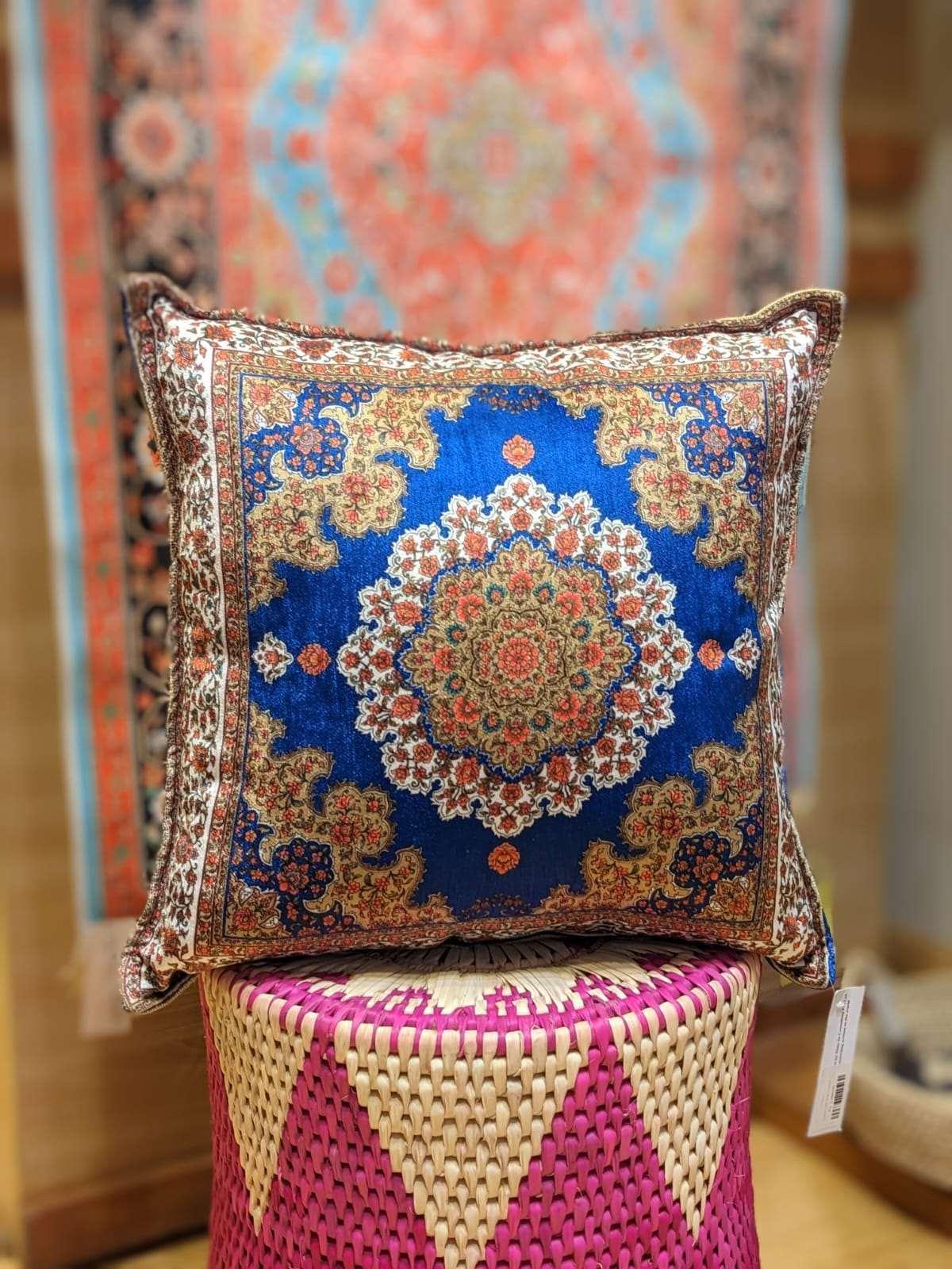 Turkish Silk Cushion - Blue - QUMAS