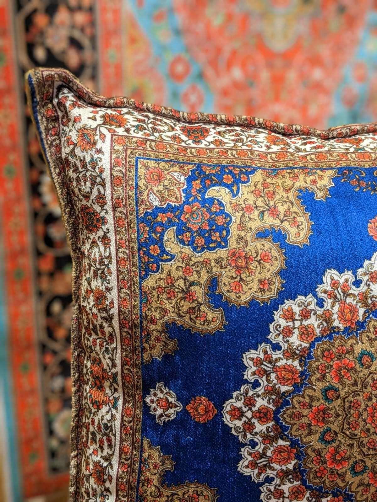 Turkish Silk Cushion - Blue - QUMAS