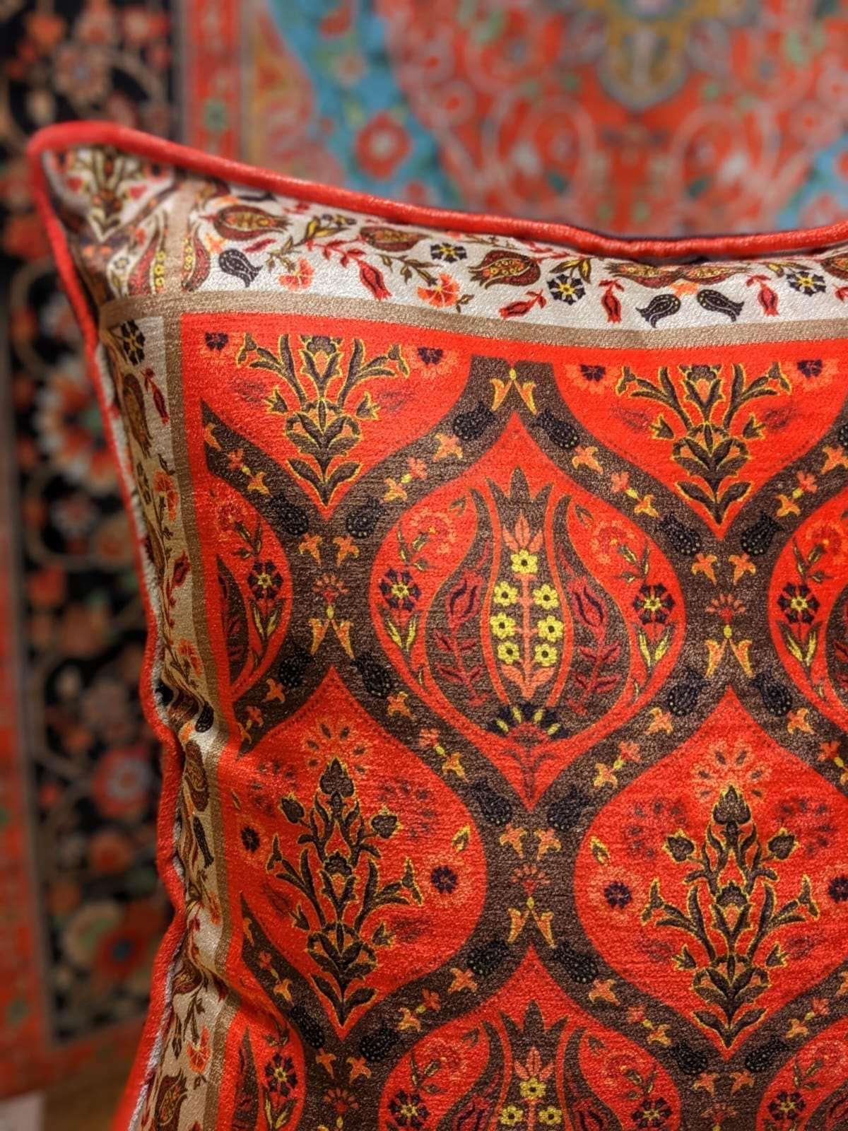 Turkish Silk Cushion - Orange - QUMAS