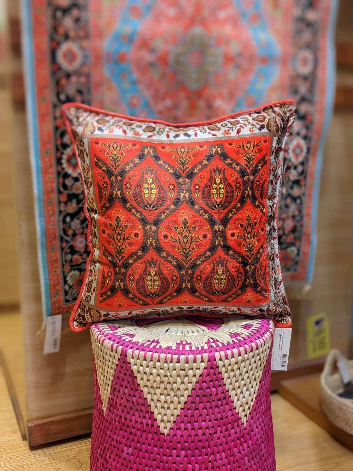 Turkish Silk Cushion - Orange - QUMAS