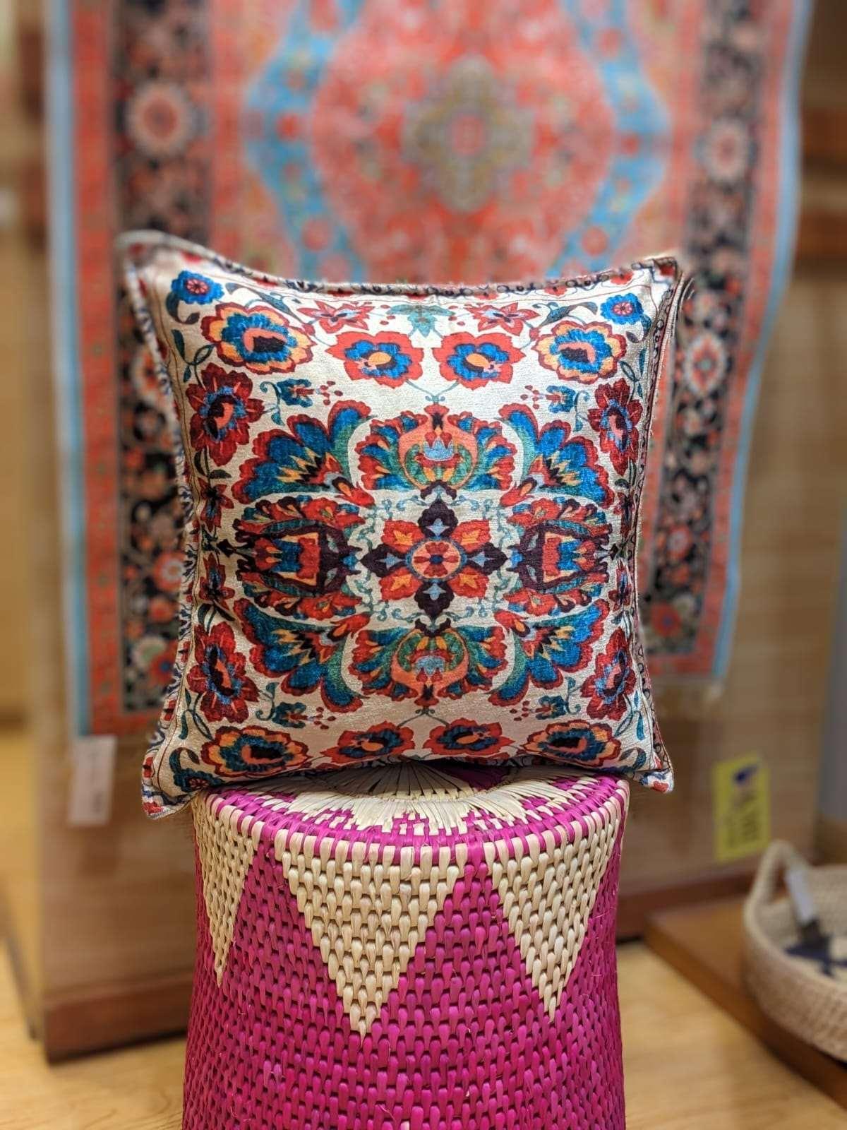 Turkish Silk Cushion - Skin with Flowers - QUMAS