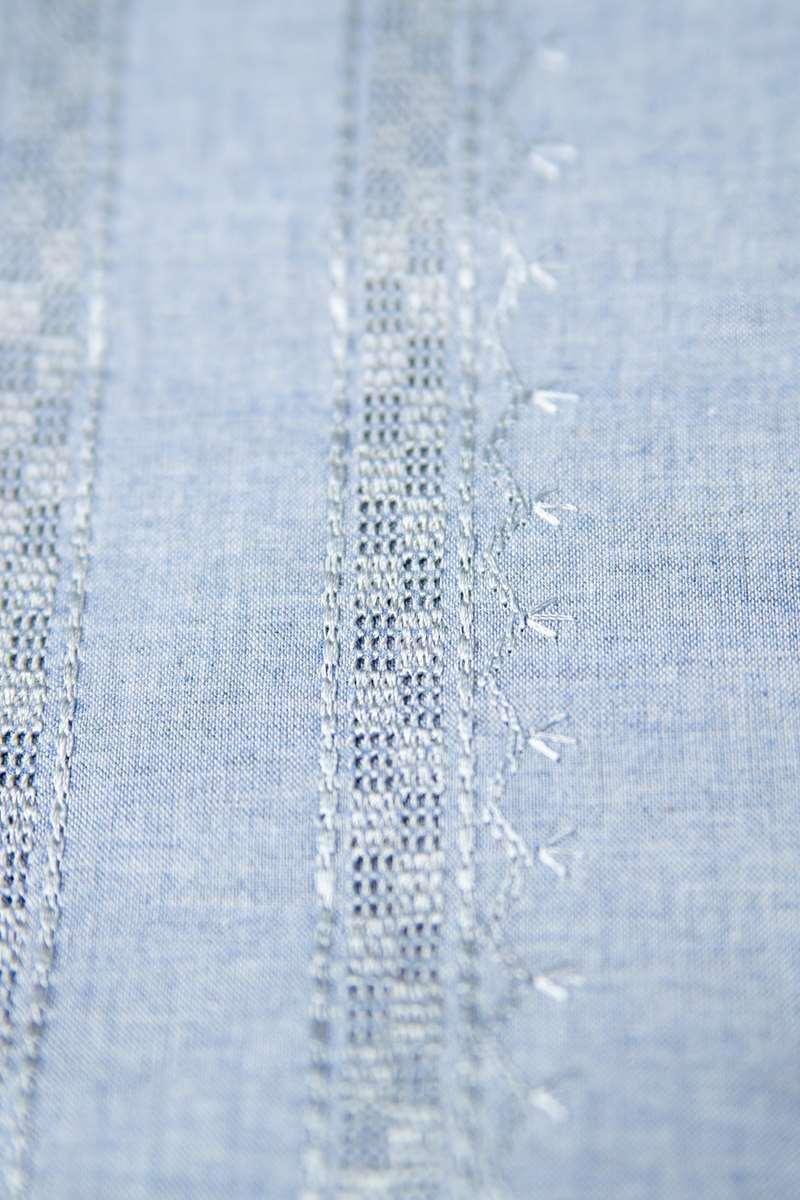 Handloomed Cotton with Taarkashi Work - Sky Blue - QUMAS