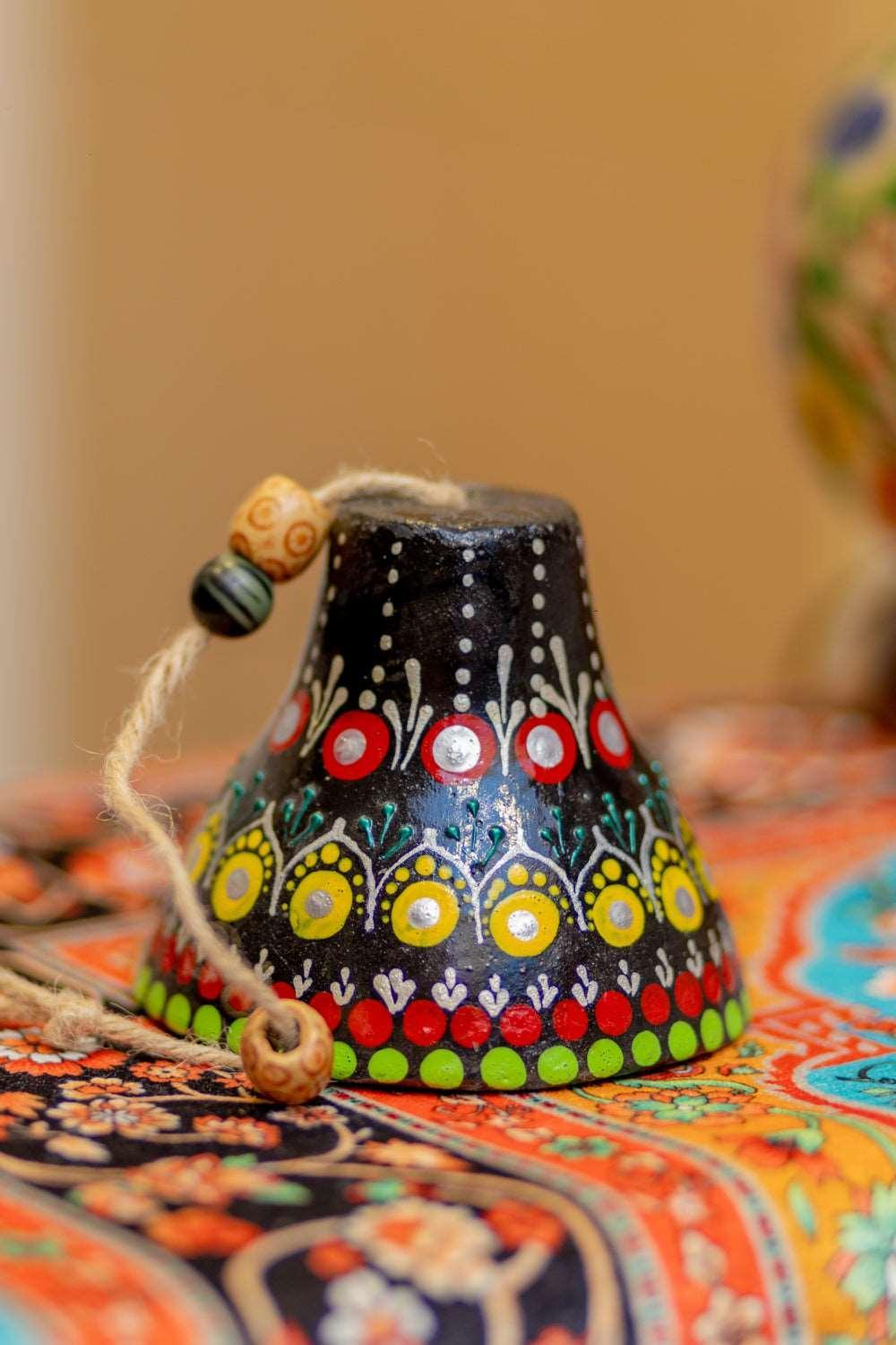Turkish Ceramic Handpainted Bells - Black - QUMAS