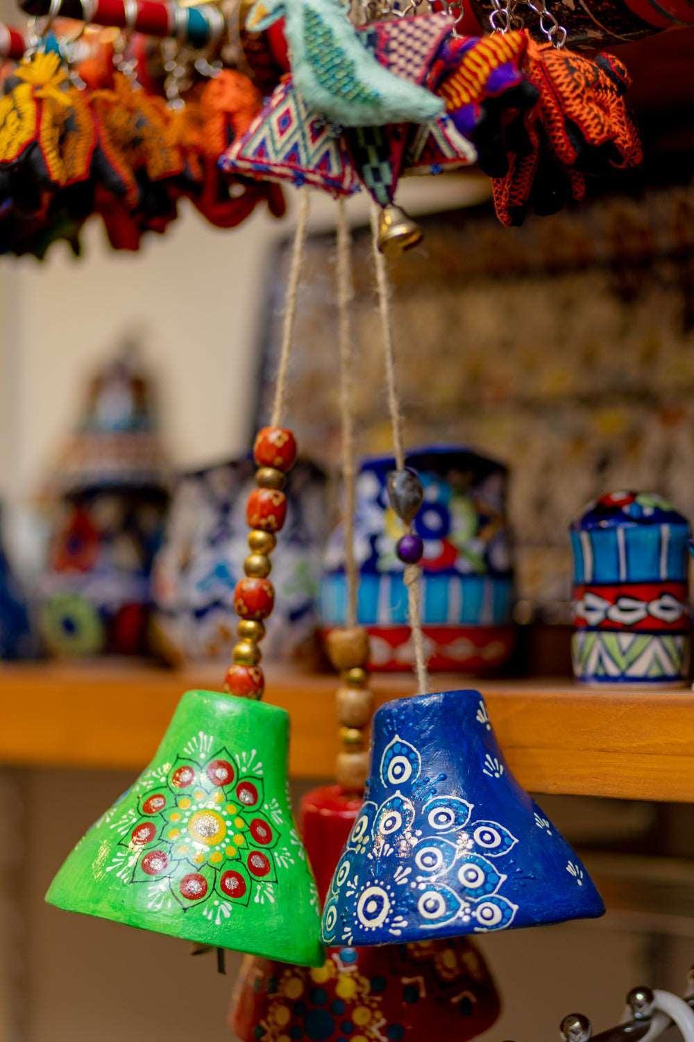 Turkish Ceramic Handpainted Bells - Green - QUMAS
