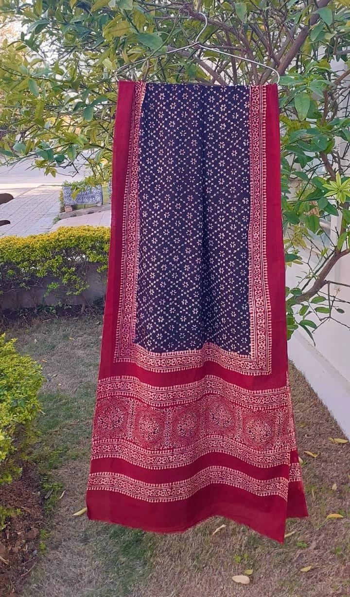 Block Print Stollar-Maroon&Black