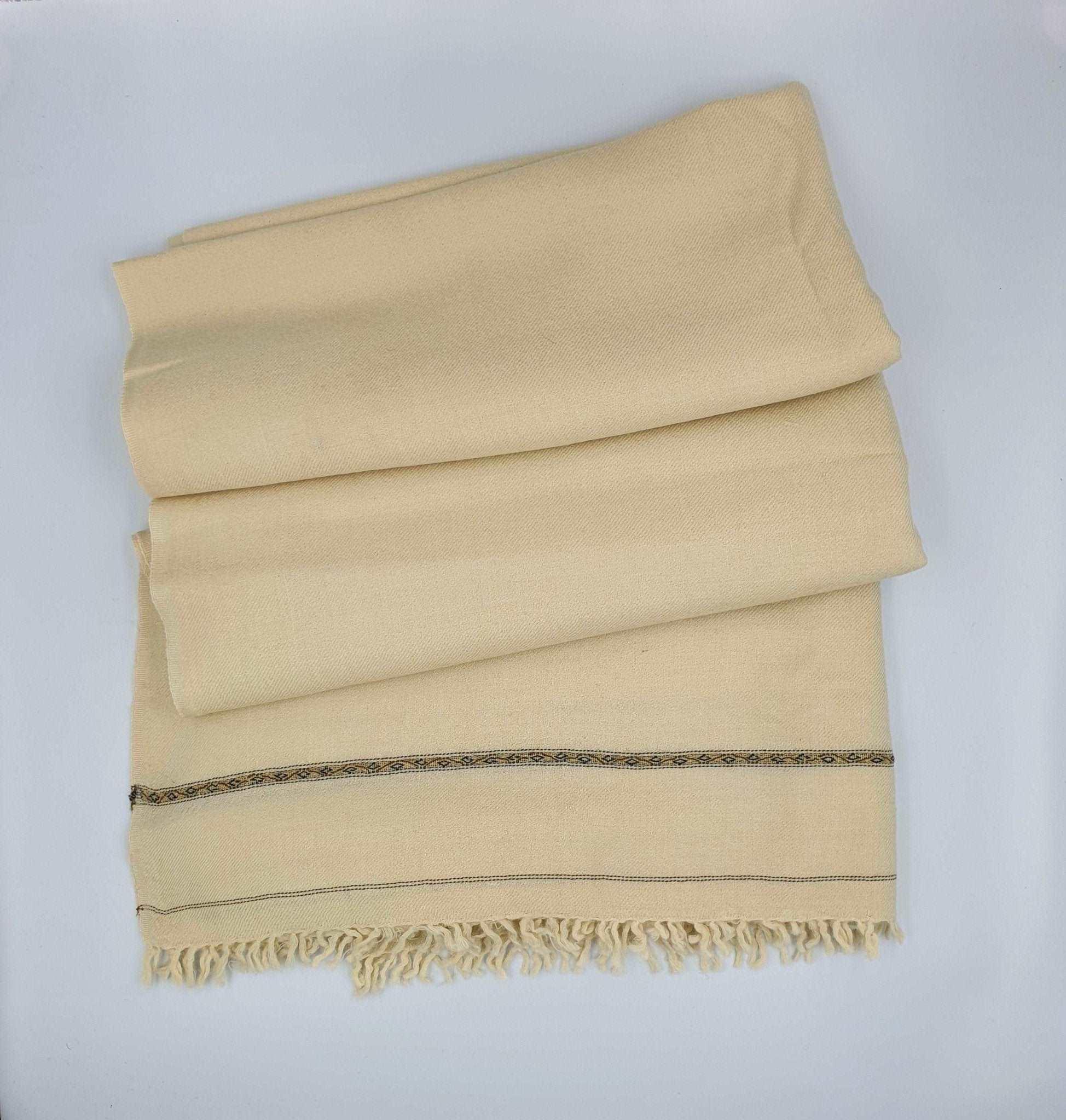 Men Wool Shawl- Offwhite - QUMAS